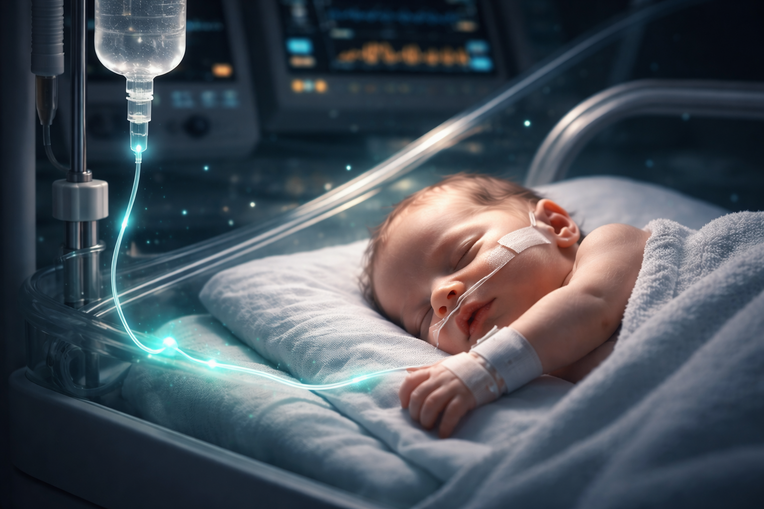 Newborn in NICU with IV treatment